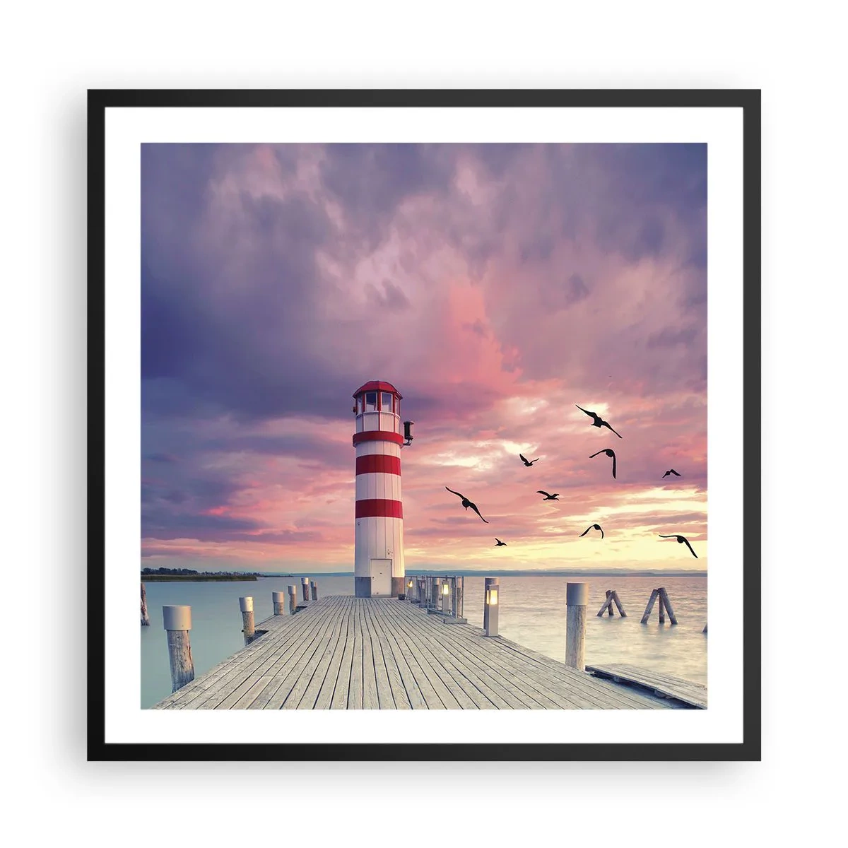 Poster in een zwarte lijst - Het is tijd naar de haven te gaan - 60x60 cm