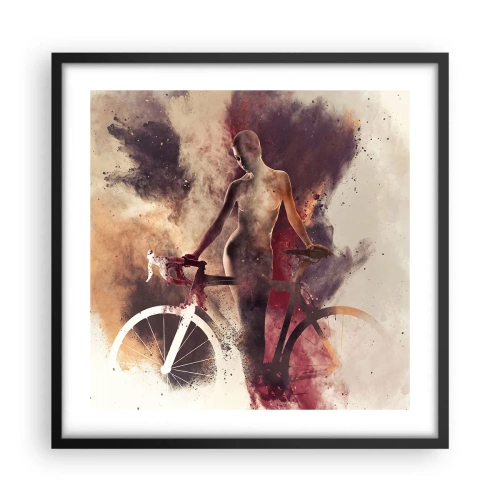 Poster in een zwarte lijst - Een fietsziel in marmeren vormen - 50x50 cm