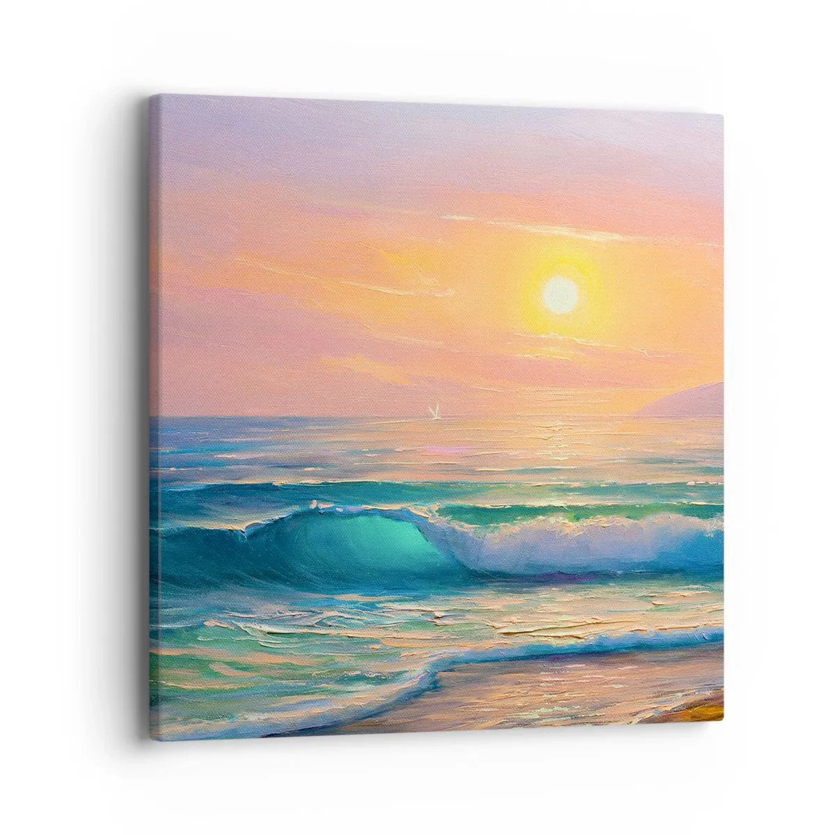 Schilderen op canvas - Een turquoise lied van de golven - 40x40 cm