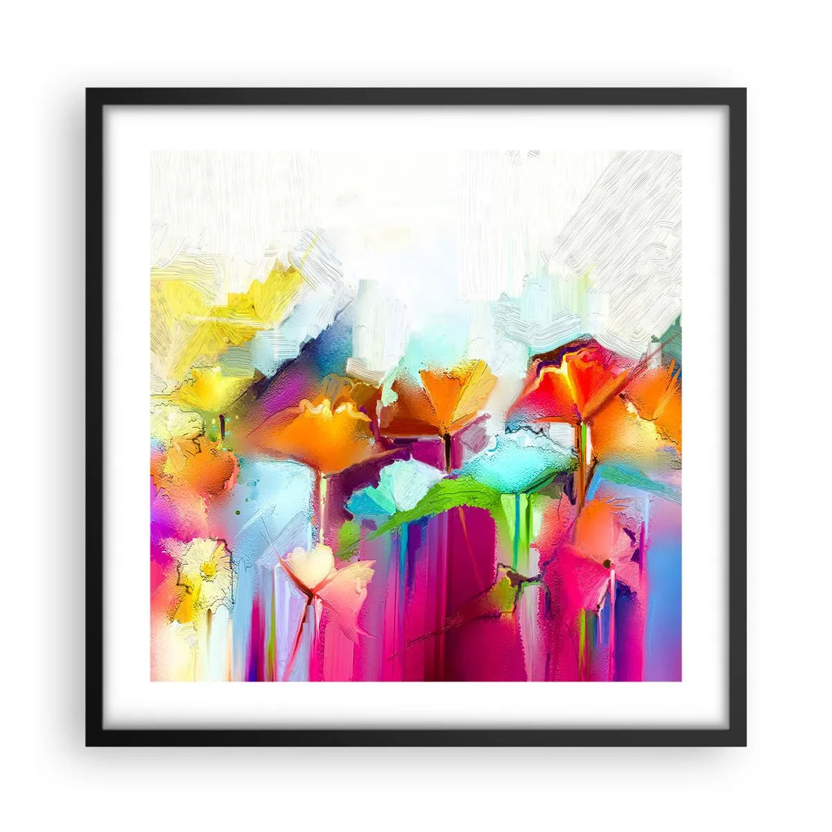 Poster in een zwarte lijst - De regenboog is tot bloei gekomen - 50x50 cm