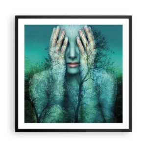 Poster in een zwarte lijst - Ondergedompeld in blauw - 60x60 cm