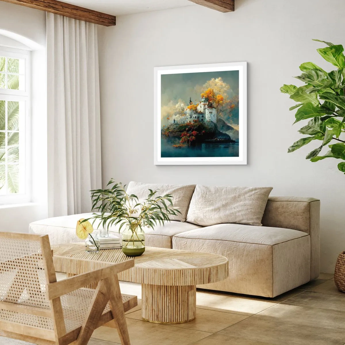 Poster in een witte lijst - Het begin van een romantisch verhaal - 60x60 cm