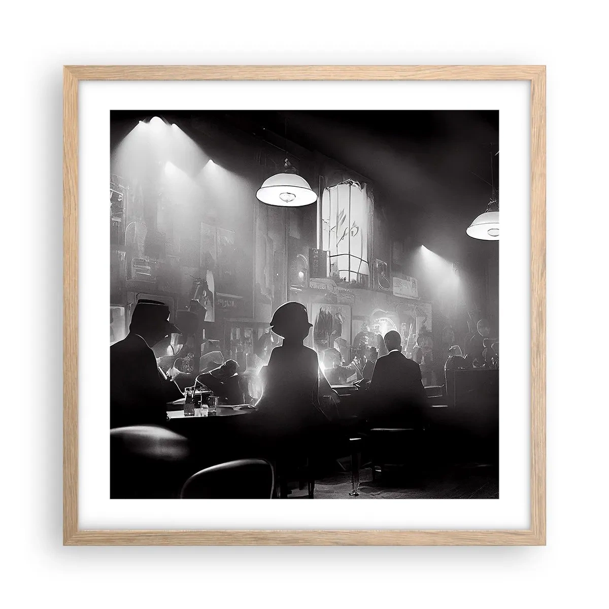 Een poster in een licht eiken lijst - In jazz-sfeer - 50x50 cm