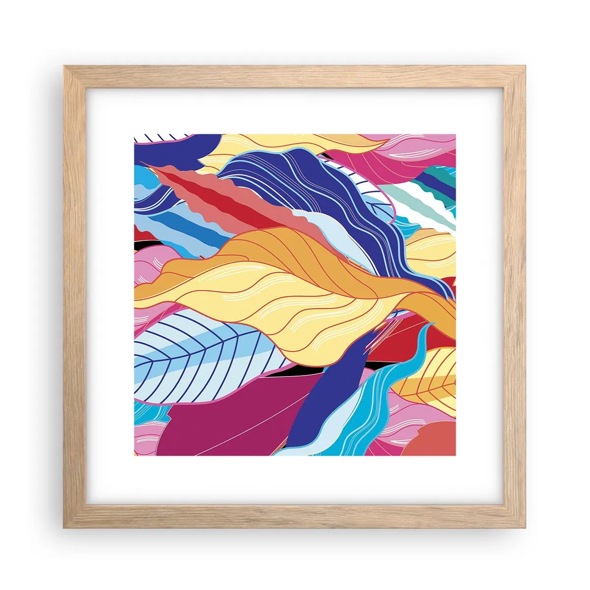 Een poster in een licht eiken lijst - Een kleurrijke puinhoop - 30x30 cm