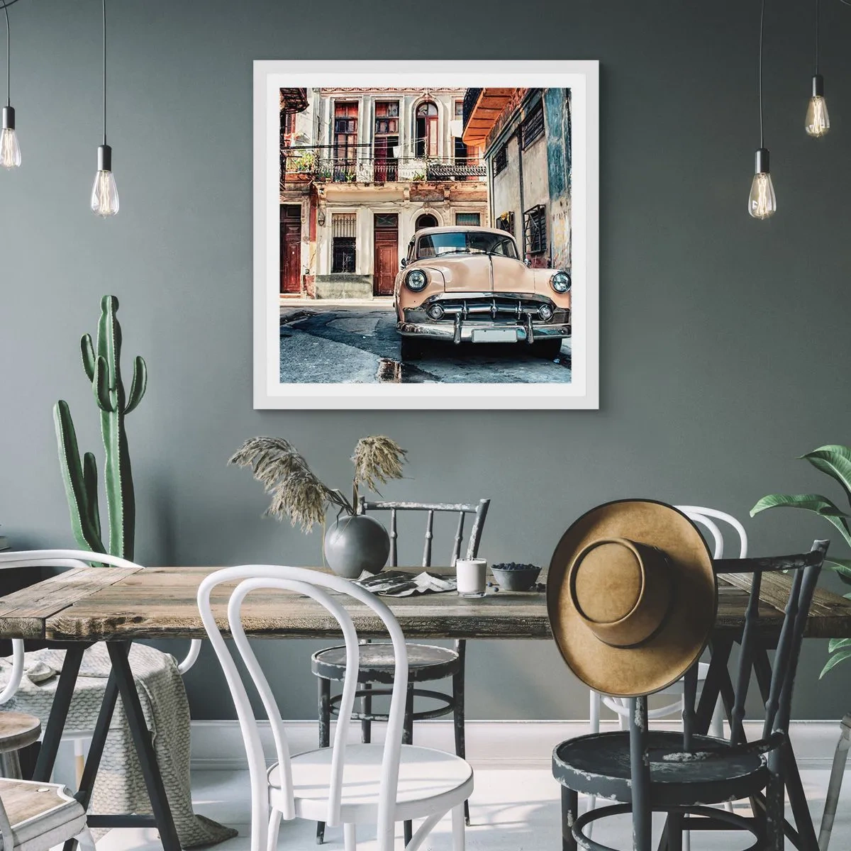 Poster in een witte lijst - De siësta in Havana - 50x50 cm