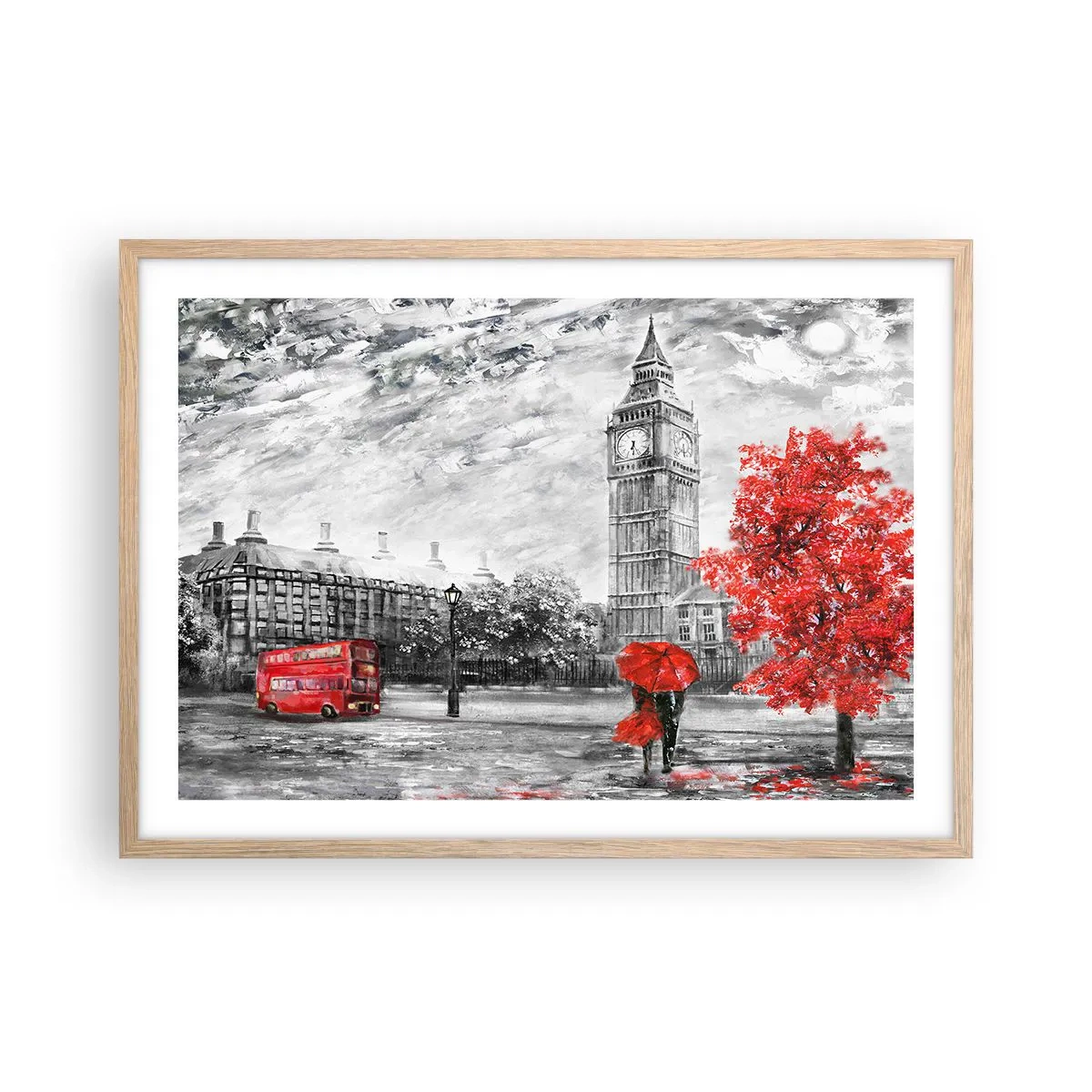 Een poster in een licht eiken lijst - Een spannende dag - 70x50 cm