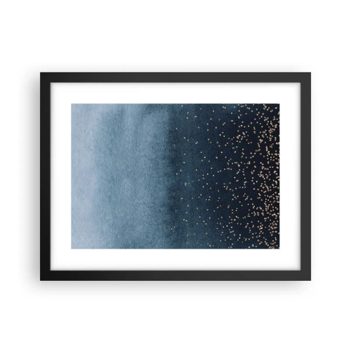Poster in een zwarte lijst - Samenstelling - blauwe fasen - 40x30 cm
