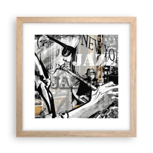 Een poster in een licht eiken lijst - Op het ritme van New York - 30x30 cm