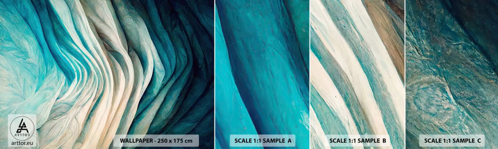 Fotobehang Staaltje Standard Eco - Blauwe onverzadigbaarheid - Deel, 3D, Abstractie - 100x30 cm