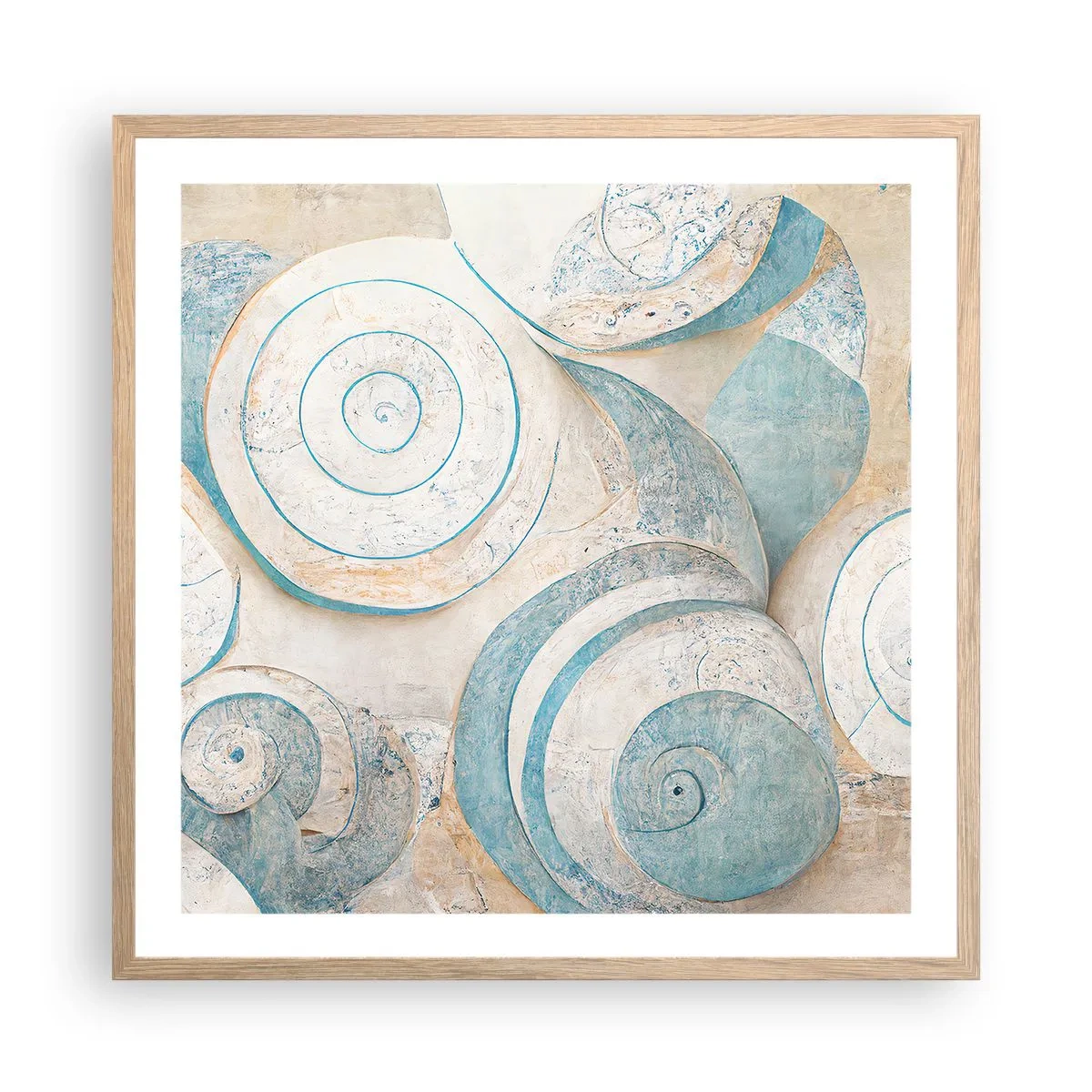 Een poster in een licht eiken lijst - Wat zit er in de schelp? - 60x60 cm