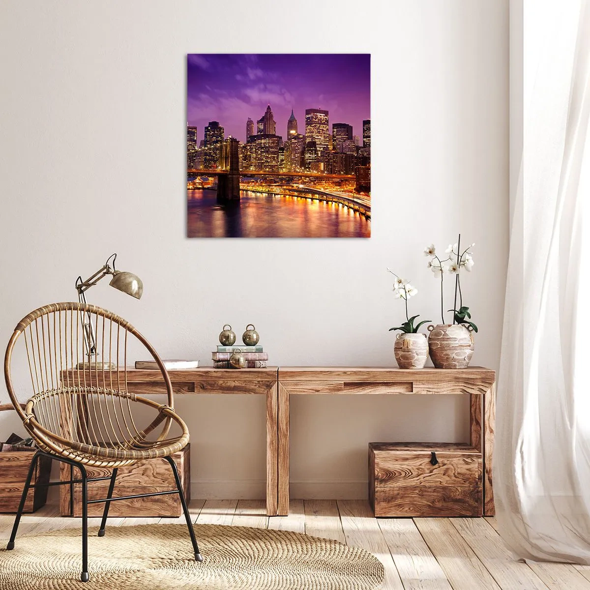 Schilderen op canvas - Violet-goud Manhattan - 40x40 cm