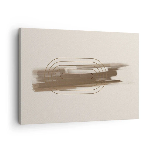 Schilderen op canvas - Een minimalistische compositie in tinten beige en grijs met een geometrisch patroon - 70x50cm - Een briesje grijs - Moderne wanddecoratie voor woonkamer en slaapkamer ARTTOR