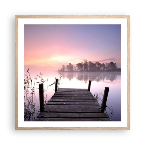 Een poster in een licht eiken lijst - Van de lila mist... - 60x60 cm