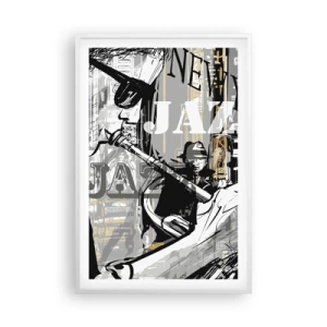 Poster in een witte lijst - Op het ritme van New York - 61x91 cm