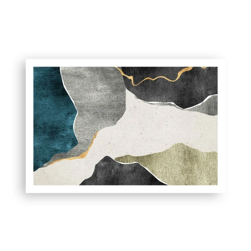 Poster - Mozaïekcompositie met gouddraad - 91x61 cm
