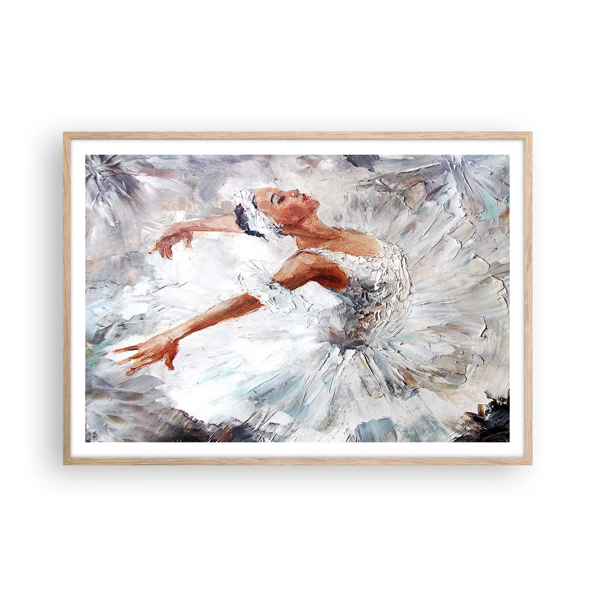 Een poster in een licht eiken lijst - Delicaat en licht als tule - 100x70 cm