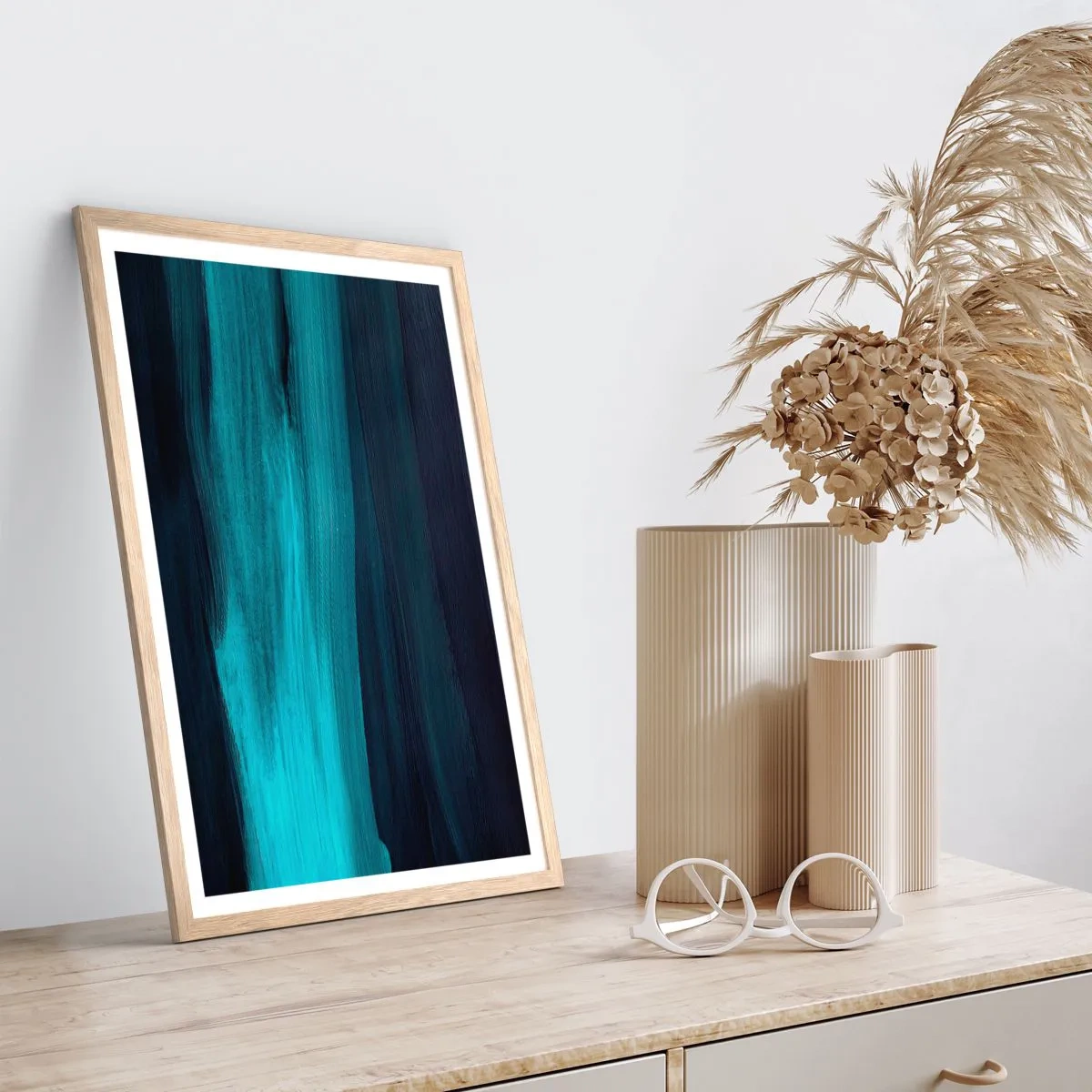 Een poster in een licht eiken lijst - Ga met de stroom mee - 30x40 cm