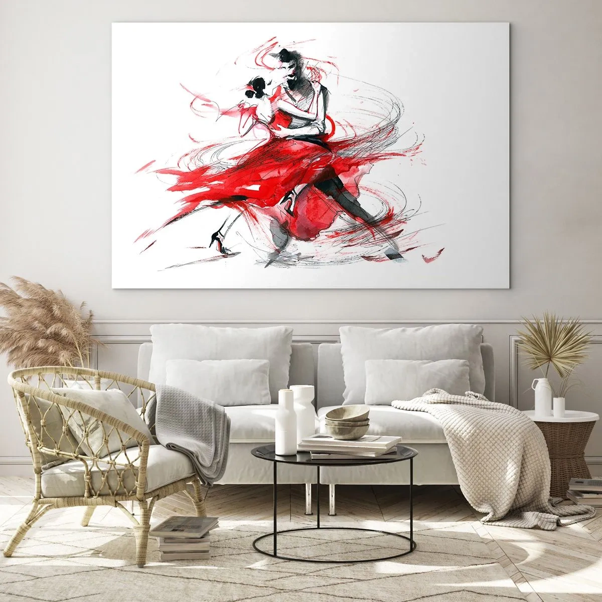 Schilderen op glas - Tango - het ritme van passie - 120x80 cm