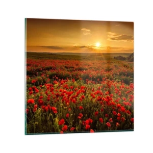 Schilderen op glas - Tussen de golven van ruisende weiden, tussen de bloemen van de vloed - 30x30 cm