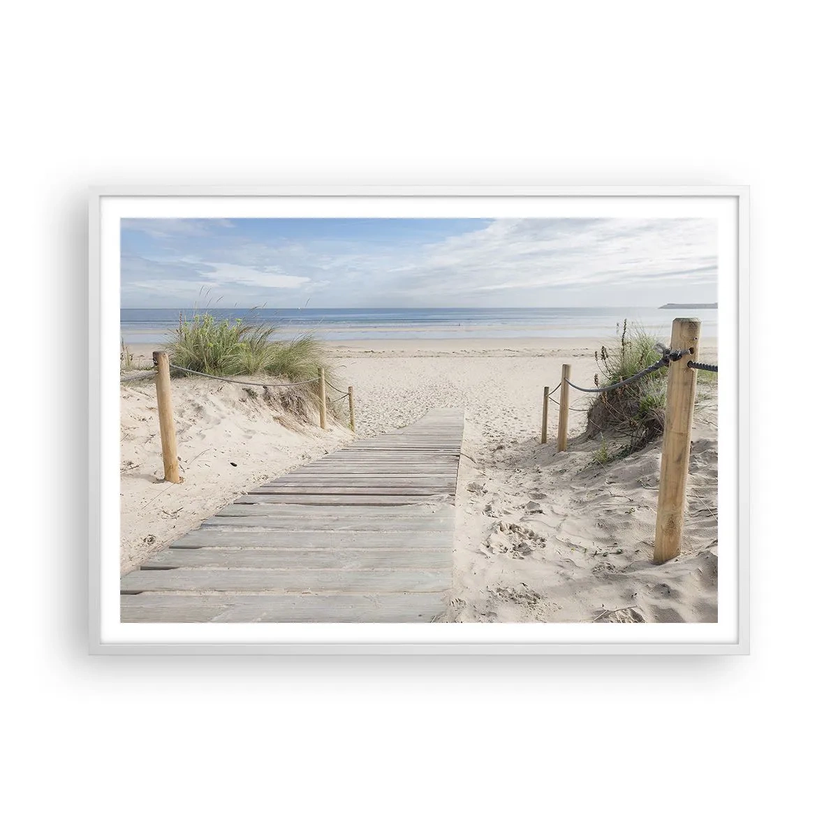 Poster in een witte lijst - naar de horizon - 100x70 cm
