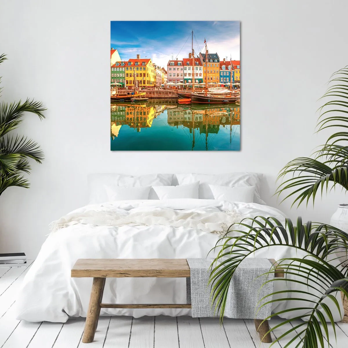 Schilderen op canvas - Over het water zo glad als een spiegel - 50x50 cm