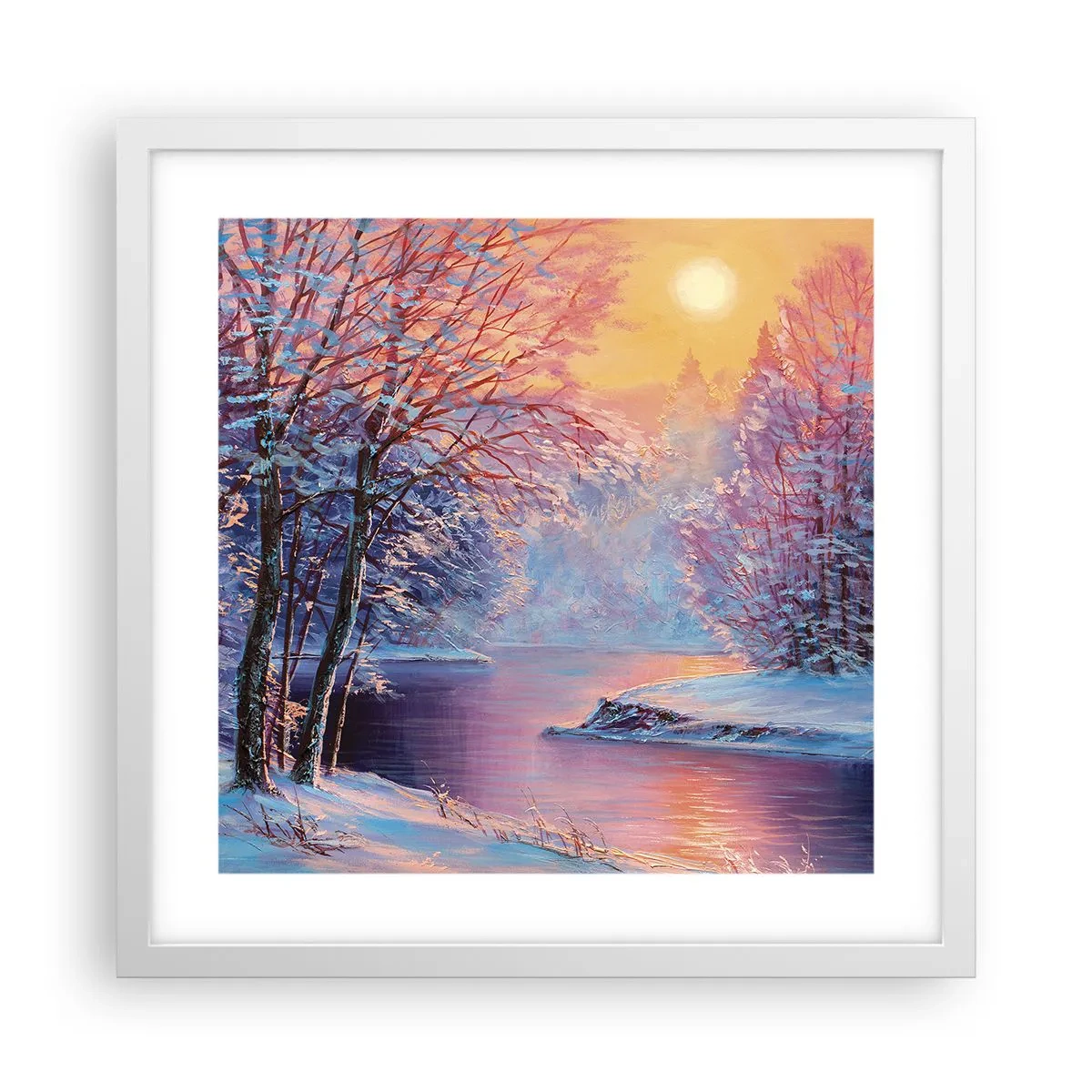 Poster in een witte lijst - De kleuren van de winter - 40x40 cm