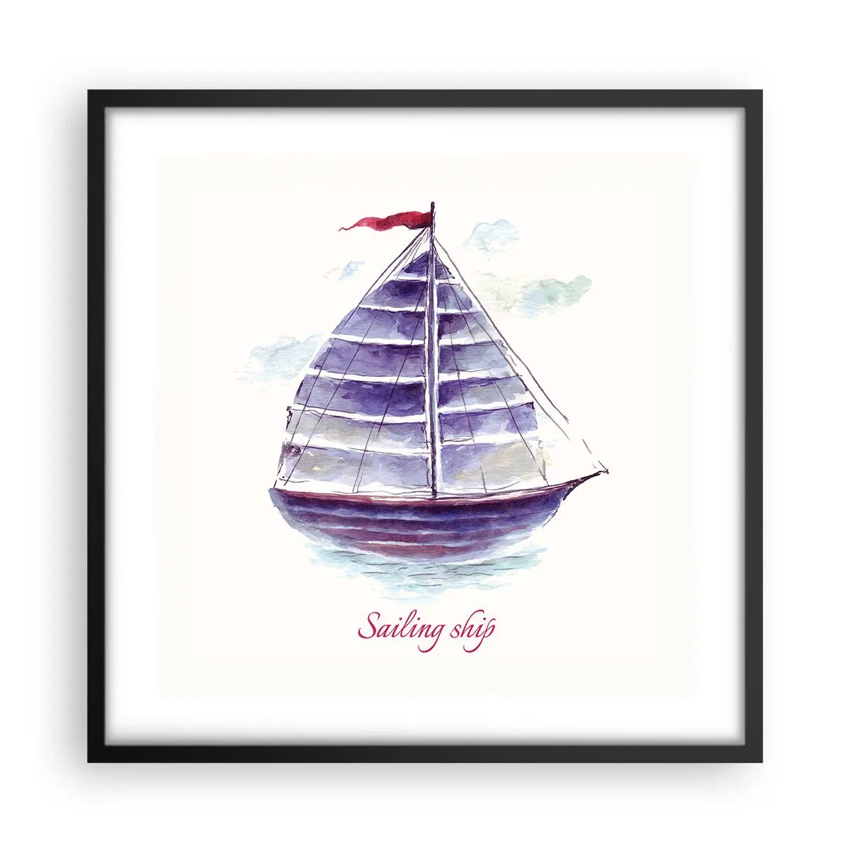 Poster in een zwarte lijst - Volle zeilen en rustig water - 50x50 cm