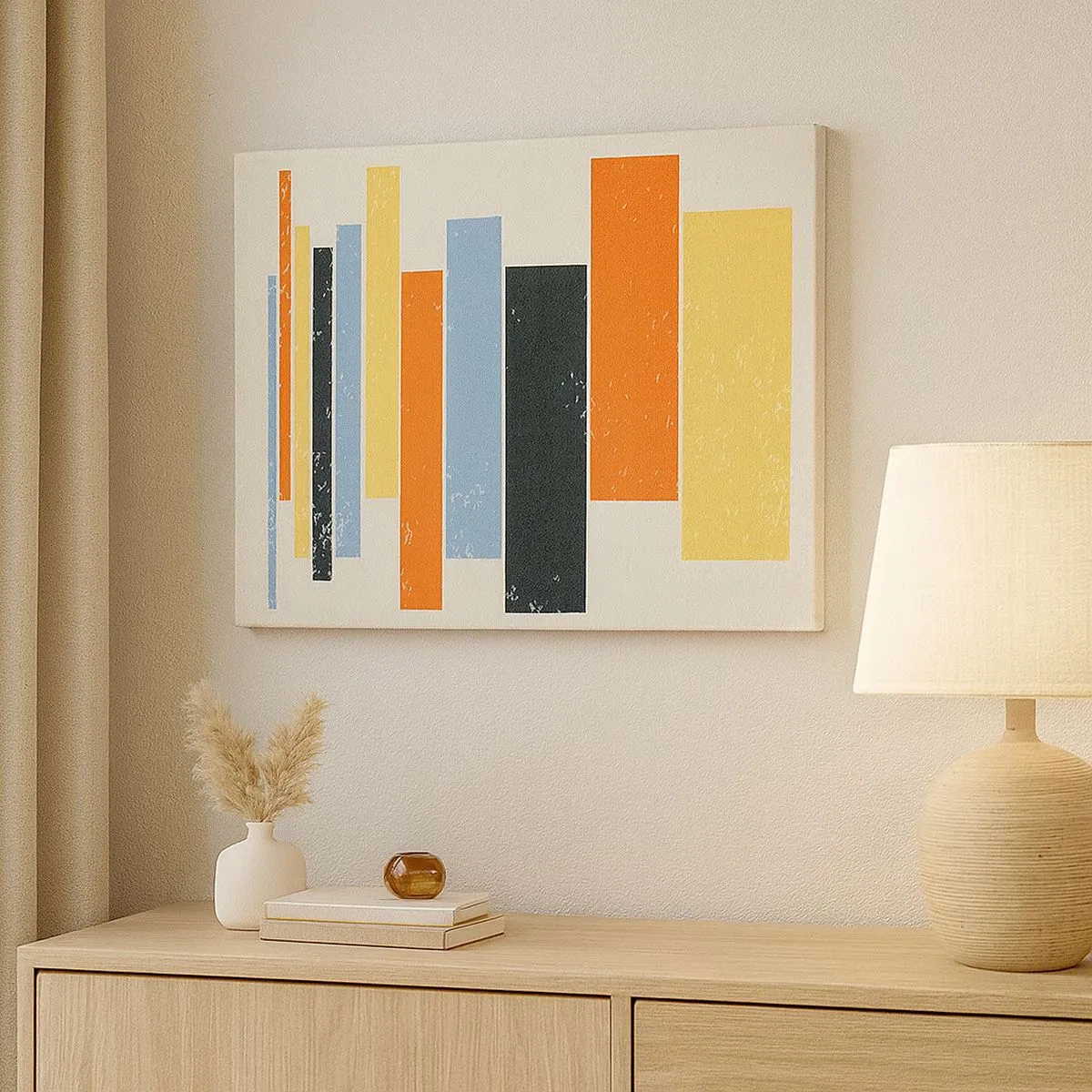 Schilderen op canvas - Kleurrijke rechthoeken in een moderne opstelling - 70x50cm - Muzieknotatie - Moderne wanddecoratie voor woonkamer en slaapkamer ARTTOR