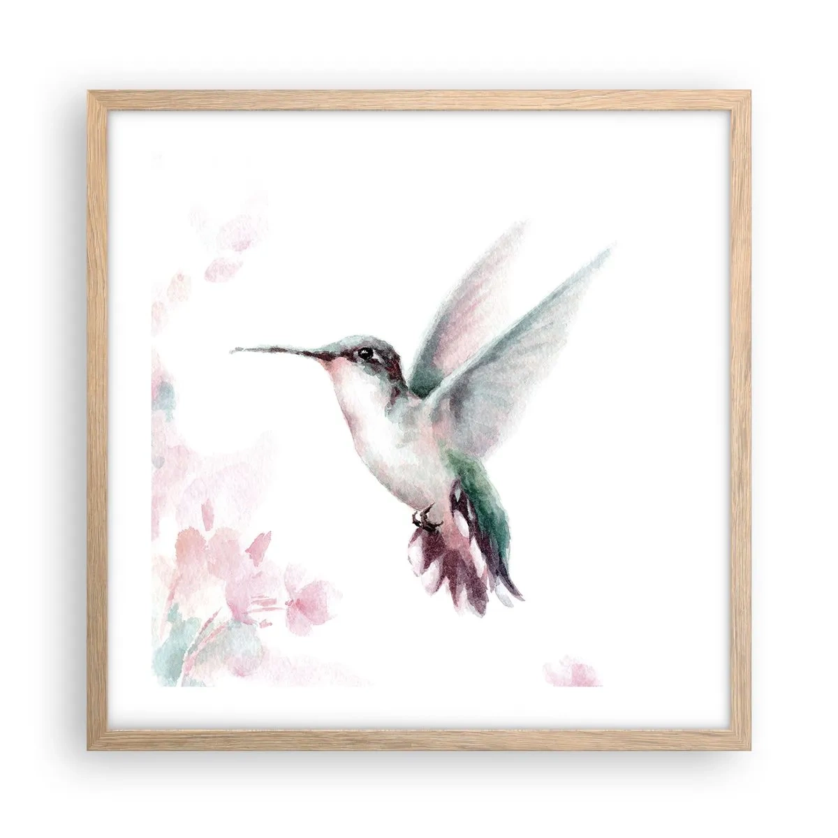 Een poster in een licht eiken lijst - Vastgehouden tijdens fladderen - 50x50 cm