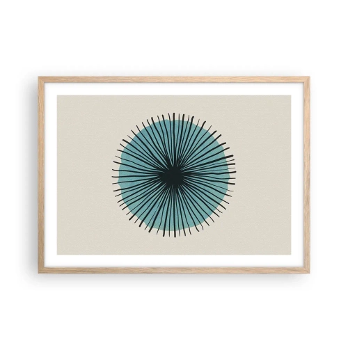 Een poster in een licht eiken lijst - Stralend in het blauw - 70x50 cm
