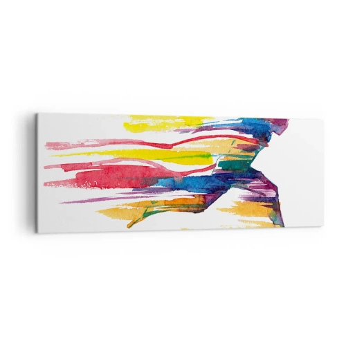 Schilderen op canvas - Rennend over de regenboog - 140x50 cm