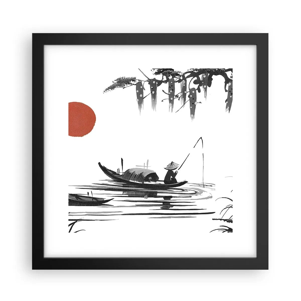 Poster in een zwarte lijst - Aziatische middag - 30x30 cm