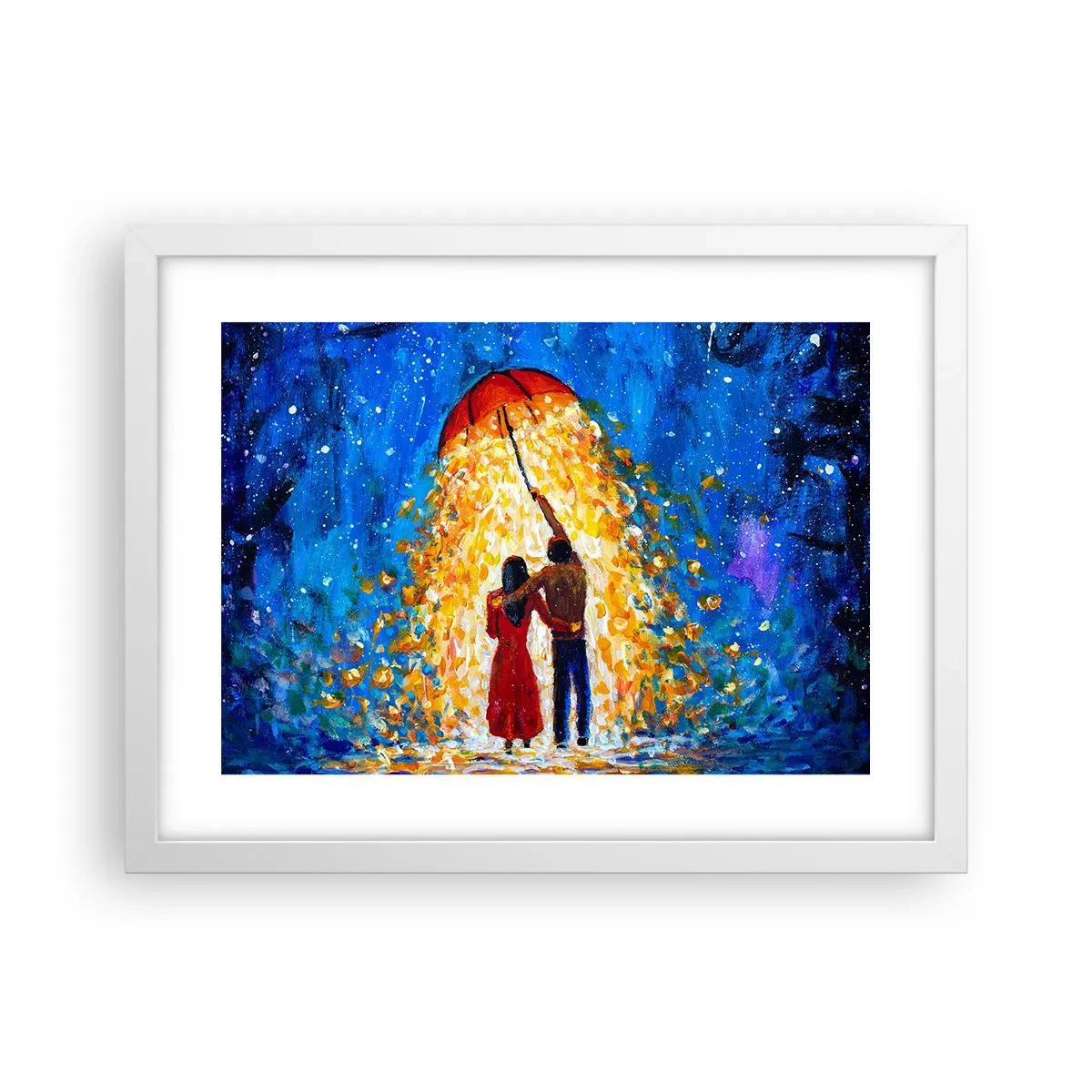 Poster in een witte lijst - De magie van een regenachtige avond? - 40x30 cm