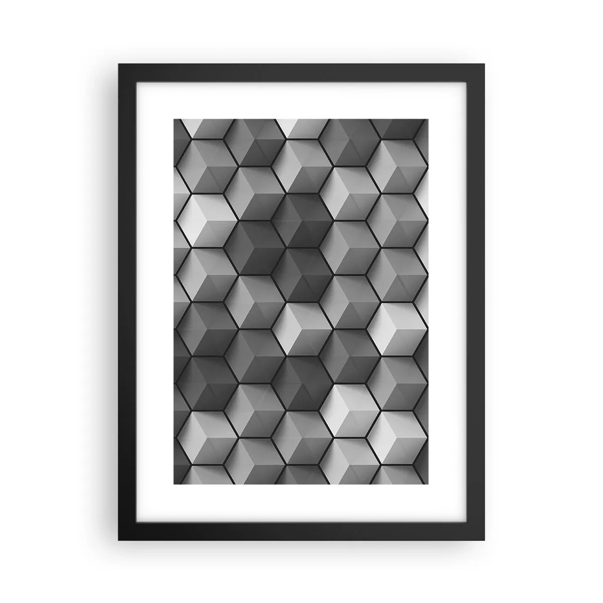 Poster in een zwarte lijst - Kubistische puzzel - 30x40 cm