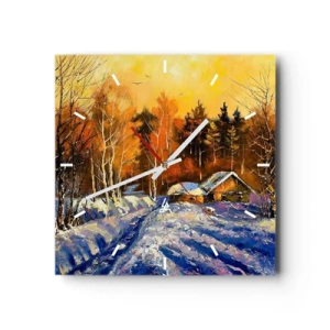 Wandklok - Klok - Winter impressie in de zon - 30x30 cm