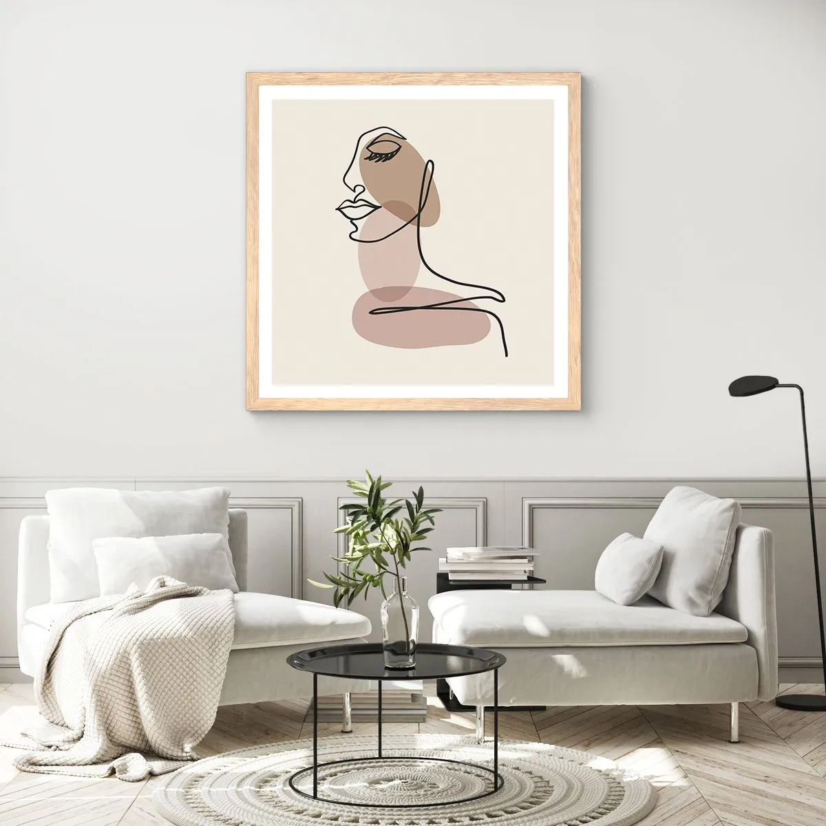 Een poster in een licht eiken lijst - Luisteren naar zichzelf - 30x30 cm