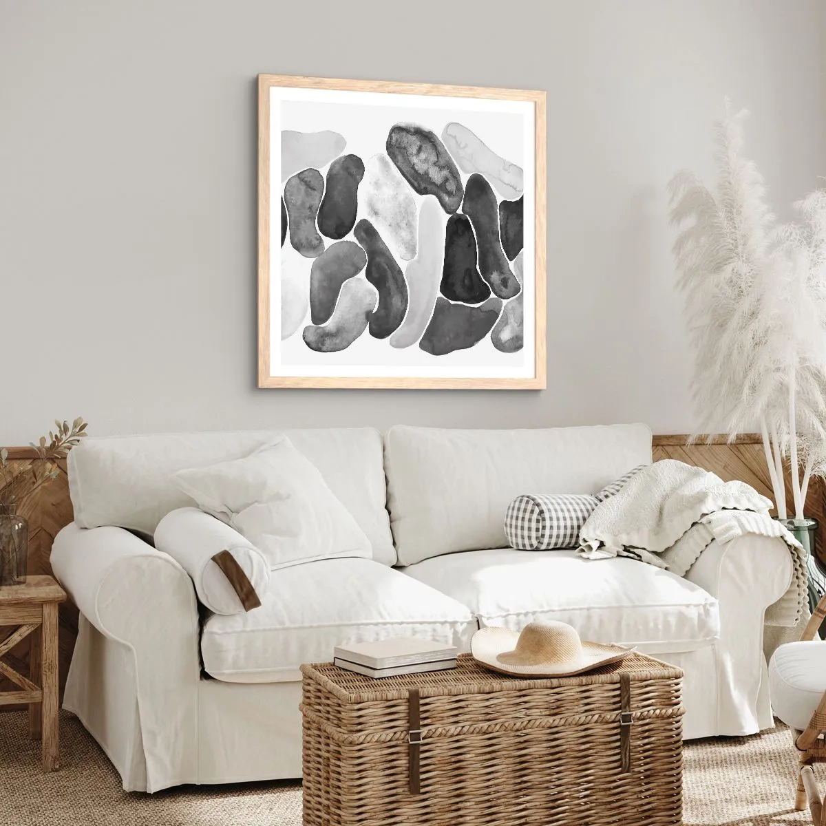 Een poster in een licht eiken lijst - Rotsachtige abstractie - 30x30 cm