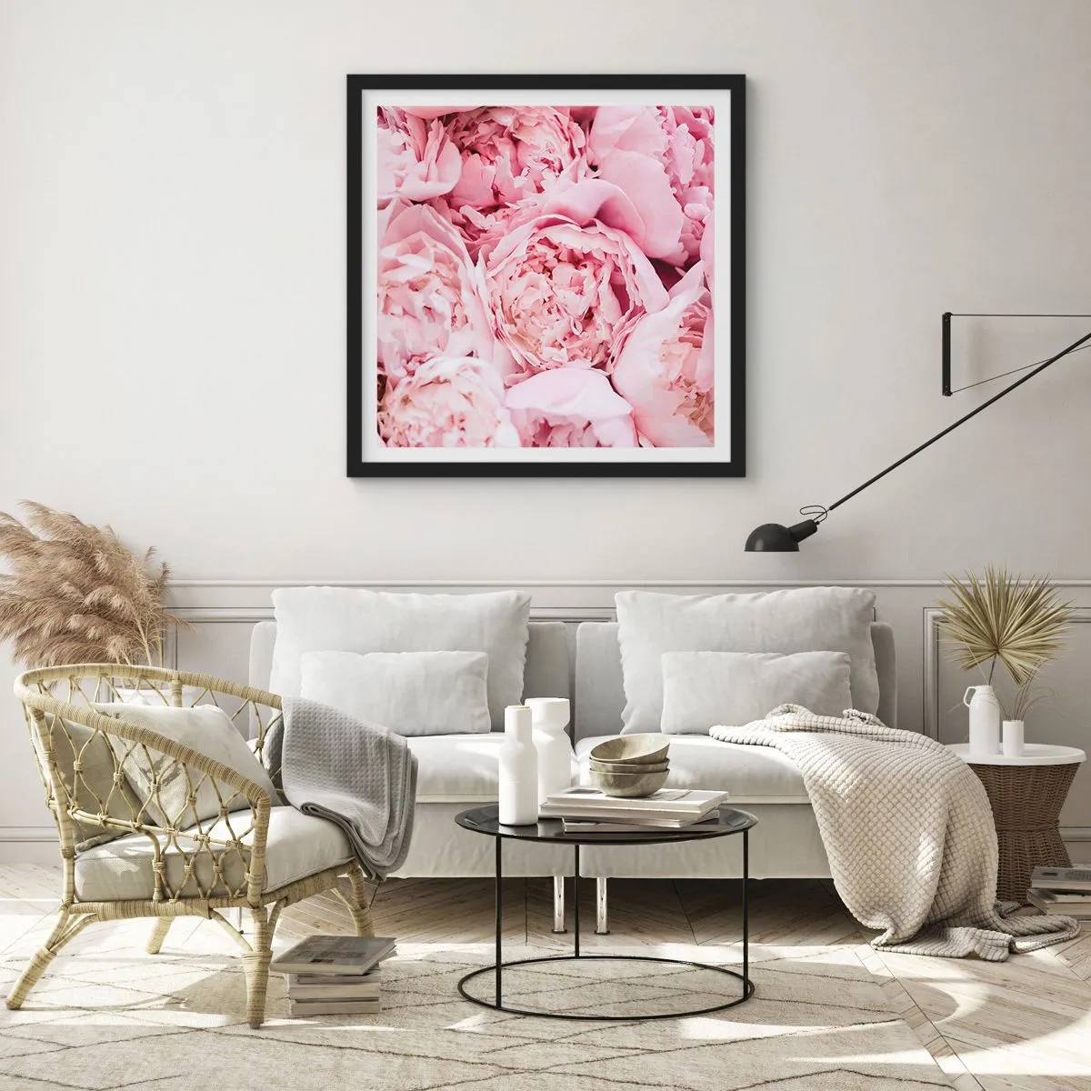 Poster in een zwarte lijst - Knuffelend en geurig - 30x30 cm