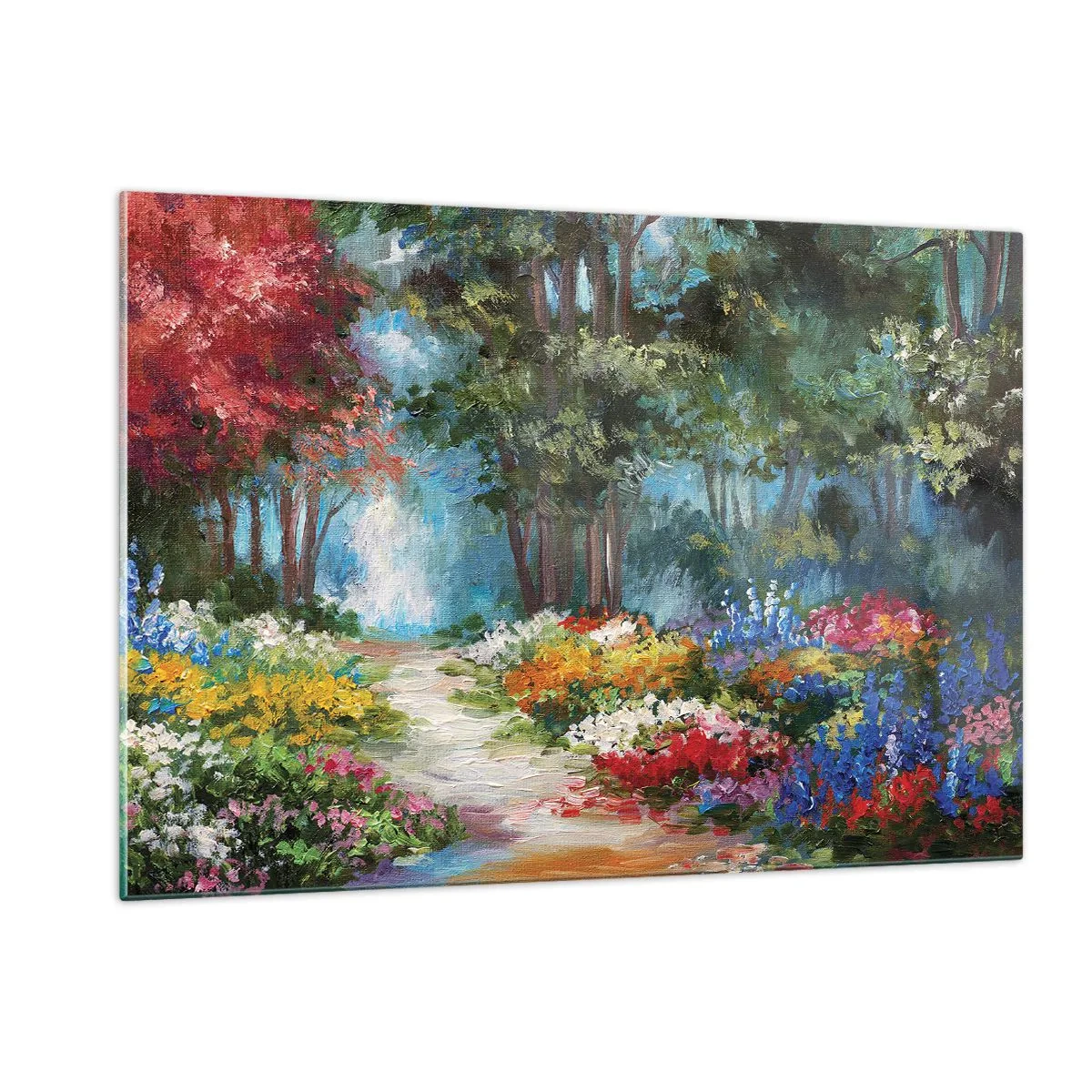 Schilderen op glas - Bostuin, bloemenbos - 120x80 cm