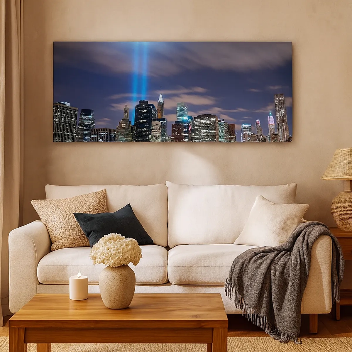 Schilderen op canvas - De hemel met het licht bereiken - 30x30 cm