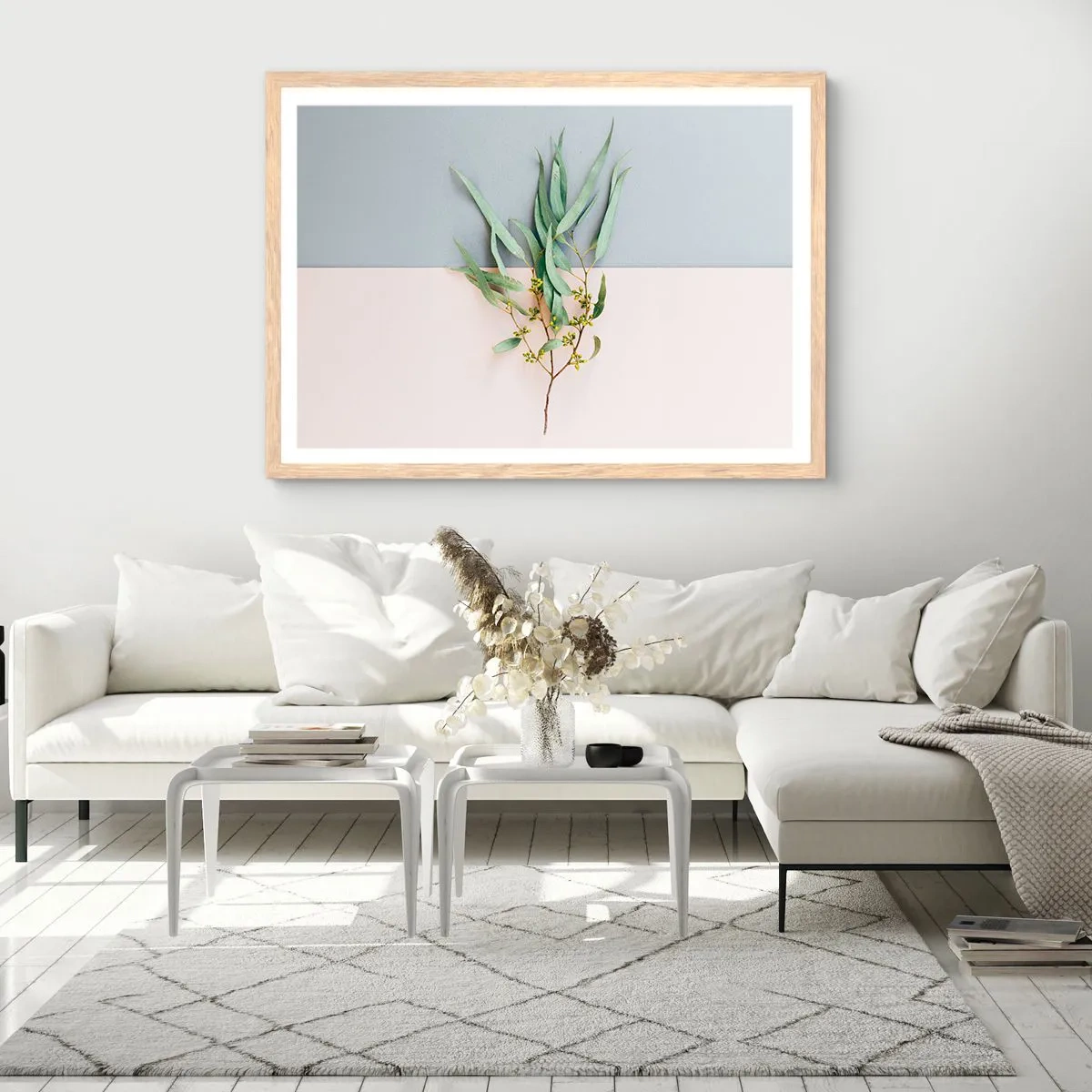 Een poster in een licht eiken lijst - Subtiliteit in pastelkleuren - 40x30 cm