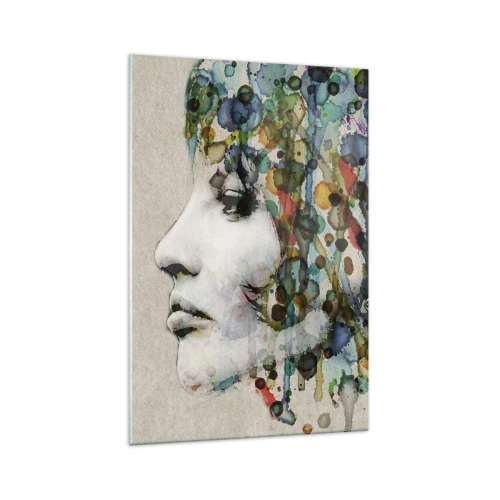 Schilderen op glas - Ze kwam uit het grijs - 70x100 cm