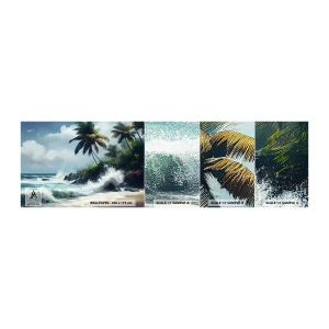 Fotobehang Monster Zelfklevend Deluxe Sticker - Op een tropische kust - Strand, Tropisch, Palm - 100x30 cm