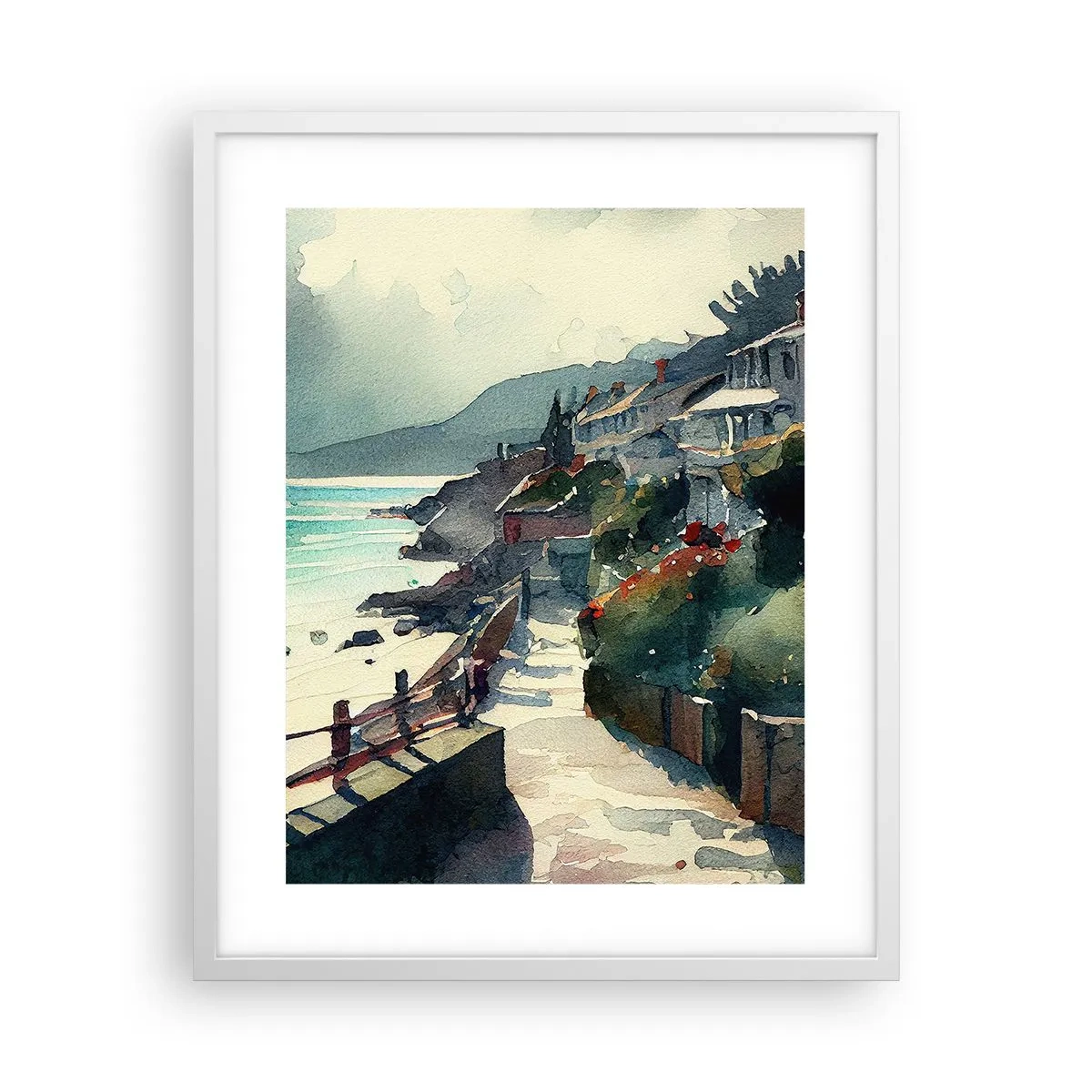 Poster in een witte lijst - Mediterrane stad - 40x50 cm