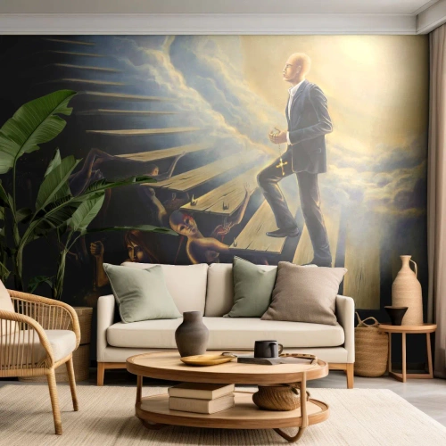 Fotobehang Premium Sand - Danteske reis naar het licht - Abstractie, Fantasie, Mensen - 350x256 cm