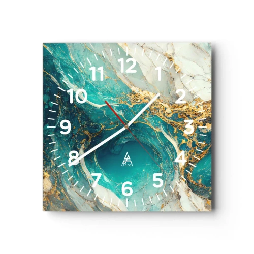 Wandklok - Klok - Compositie met goudaders - 30x30 cm
