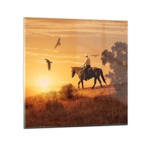 Schilderen op glas - Alleen over de prairie - 30x30 cm