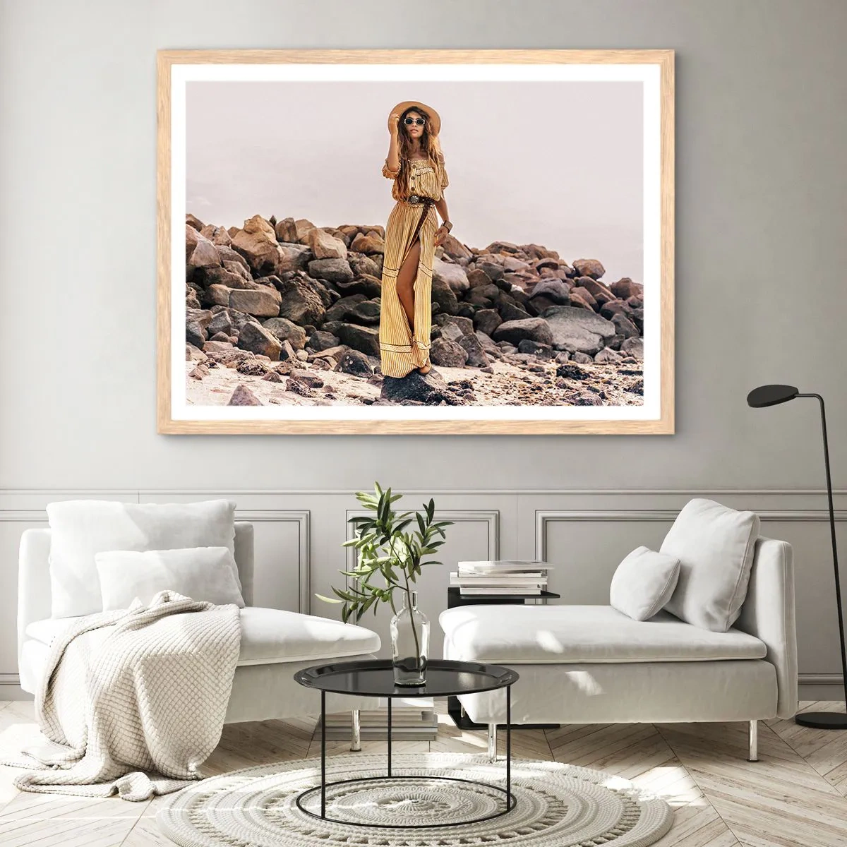Een poster in een licht eiken lijst - De magie van stenen - 50x40 cm