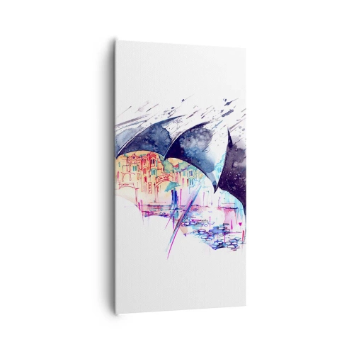 Schilderen op canvas - Wandeling in de regen - 65x120 cm