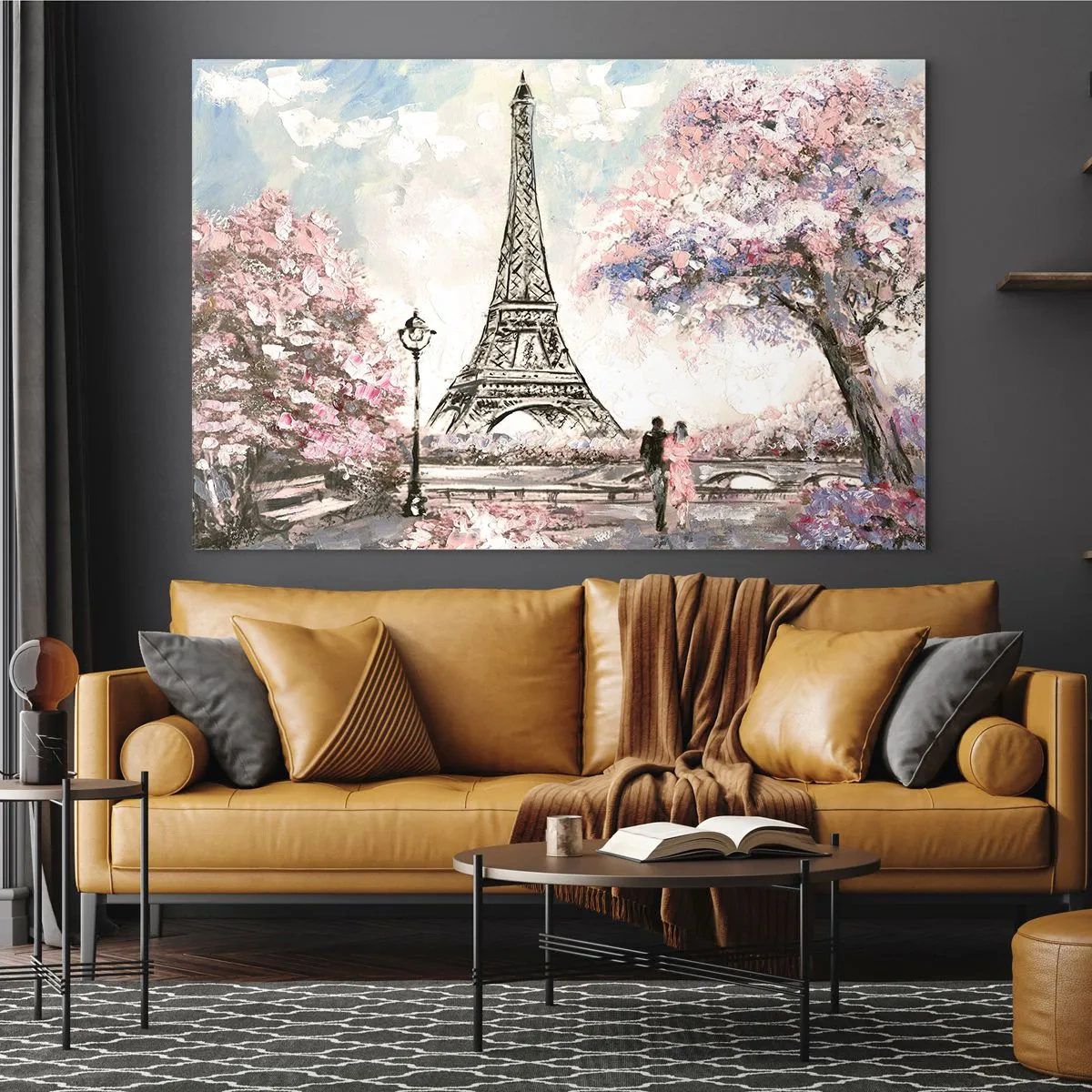 Schilderen op glas - Aprilwandeling door Parijs - 120x80 cm